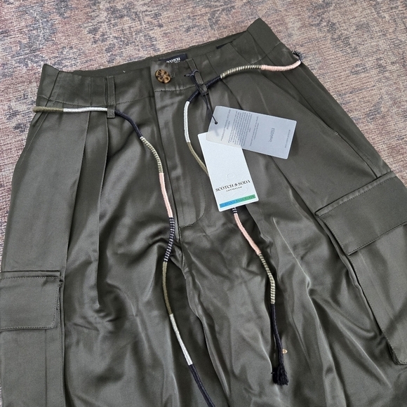 NWT Scotch & Soda Faye High Rise Relaxed Tapered Leg Paper Bag Utility Pants XS - Picture 3 of 7